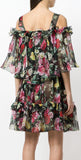 Rose Print Off-the-Shoulder Dress