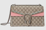 Dionysus GG Supreme Shoulder Bag with Crystals, Pink