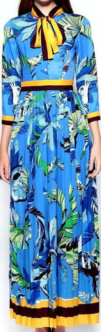 Printed Maxi Dress with Neck Tie