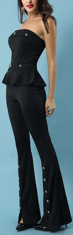 Embellished Peplum Strapless Top & Pant Set