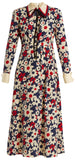 Butterfly-Embroidered Floral Print Dress