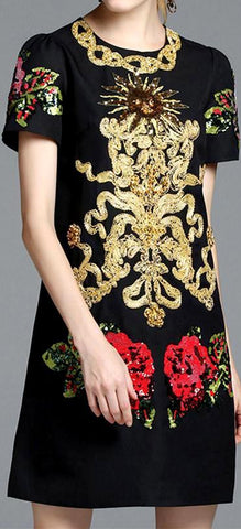 Embellished Black Shift Dress | DESIGNER INSPIRED FASHIONS