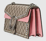 Dionysus GG Supreme Shoulder Bag with Crystals, Pink