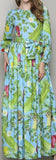 Garden Vegetable Print Dress with Sash