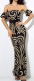 Glitter Off Shoulder Gown - Black or Nude