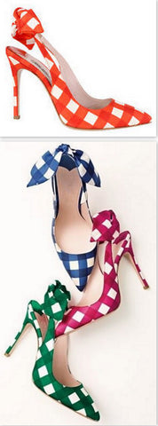 Gingham Slingback Sandals - (Orange, Blue, Red, Green) - DESIGNER INSPIRED FASHIONS