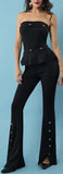 Embellished Peplum Strapless Top & Pant Set