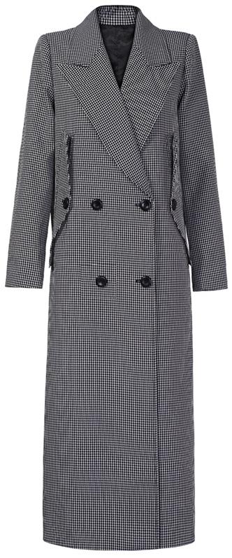 Black & White Plaid Double-Breasted Coat