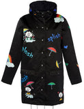 'Rain Rain Go Away' Black Windbreaker Coat - DESIGNER INSPIRED FASHIONS