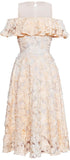 Cold-Shoulder Leaf-Embroidered Dress