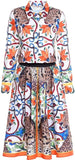 Majolica & Leopard Print Shirt & Knee-Length Skirt Set