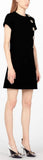 Black Short Sleeve Dress with Jewel Buttons