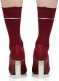 Sock Jersey Stretch Ankle Boots in Black or Red - DESIGNER INSPIRED FASHIONS