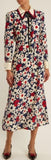 Butterfly-Embroidered Floral Print Dress