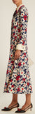 Butterfly-Embroidered Floral Print Dress