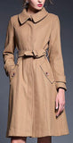 High-Collar Camel Wool Coat - DESIGNER INSPIRED FASHIONS