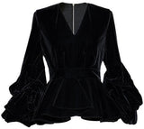 Black Velvet Peplum Top