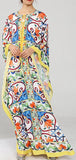 Majolica Print Kaftan Dress