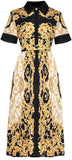 Baroque Printed Short-Sleeve Midi Dress