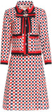 Checkered Web Trim Jacket and Skirt Set