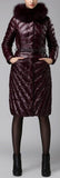 Paneled Puffer Coat with Removable Fur, Burgundy