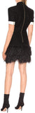 Feather-Trimmed Tweed Mini Dress