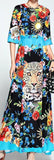 Floral & Cheetah Printed Maxi Dress