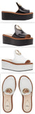 Logo Leather Wedge Sandals - Black or White