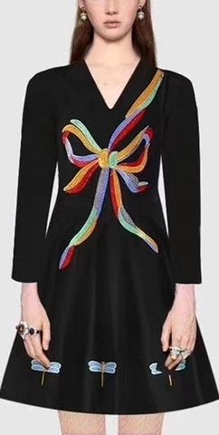 Crystal Bow & Butterfly Embellished Mini Dress