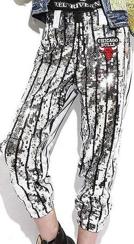 Sequin Embellished Stripe Pants - DESIGNER INSPIRED FASHIONS