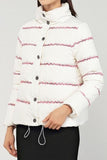 Embroidered-Trim Puffer Jacket, White