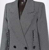 Black & White Plaid Double-Breasted Coat