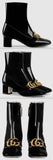 Patent Leather Ankle Boots with Double G