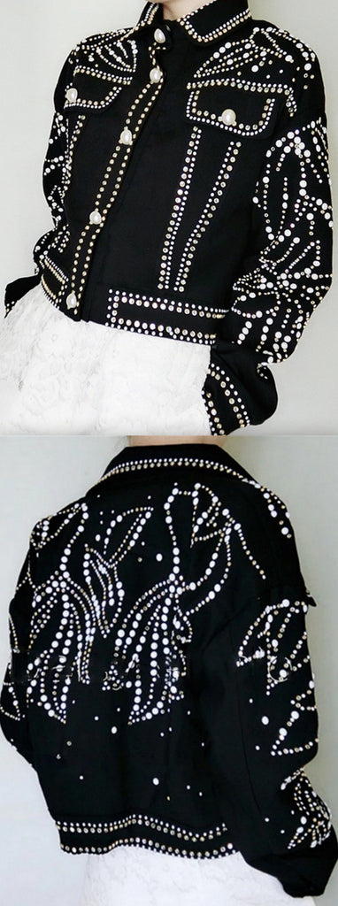 Faux-Pearl Embellished Jacket