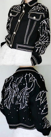 Faux-Pearl Embellished Jacket
