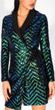 Sequin-Embellished Wrap Dress