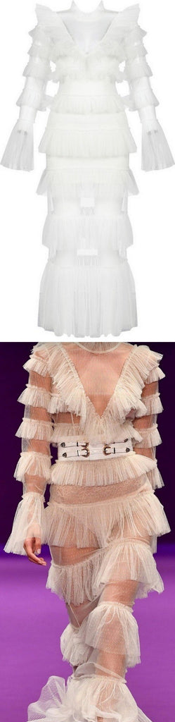 Tiered Mesh Sheer Dress