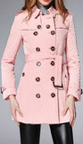 Diamond Quilted Short Trench Coat - Pink, Khaki, Black or Red