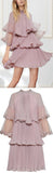 Chiffon Ruffled Pleated Shift dress, Pink