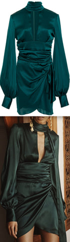 Ruched Satin Mini Dress