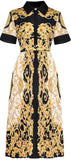 Baroque Printed Short-Sleeve Midi Dress