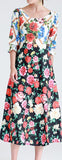 Multi Floral Print Midi Dress