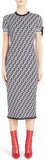 Logo Print Knit Dress, Black and White