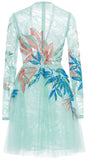 Floral Embroidered Green Mini Dress