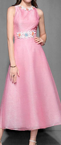 Floral Appliques Embroidered Midi Dress