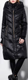 Hooded Paneled Puffer Coat in Black