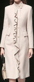 Ruffle-Trim Wool Coat