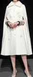 Flower-Appliques Wool Cape-Coat- Snow White