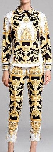 Baroque Print Shirt and Pant Set