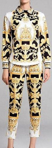 Baroque Print Shirt and Pant Set